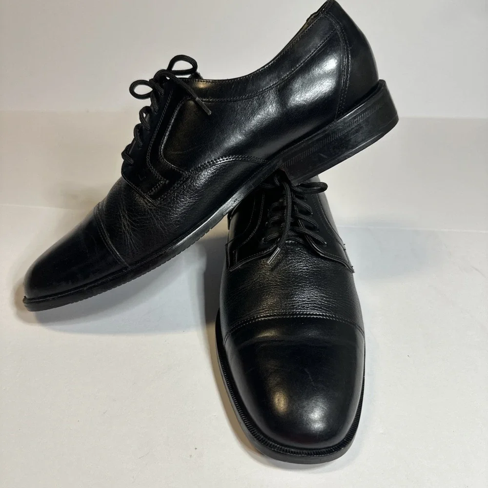Giorgio Brutini Oxford Dress Shoe Mens 9 1/2 Black Leather Cap Toe Lace Up